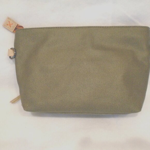 nwot SHERPANI Paige Crossbody/Wristlet Bag Beige/Green Canvas, tags detached/new - Picture 3 of 8